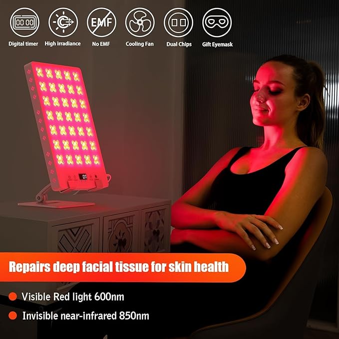 Red Light Therapy Panel for Body, 660nm Red & 850nm Near Infrared Light Therapy Panel for Full Body & Face Supports Pain Relief, Skin Care, Recovery, Sleep & Performance