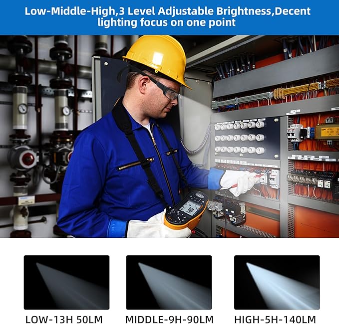 Tinted Safety Glasses for Men and Women with Rechargeable LED Lights-High Lumens 13 Hours Runtime ANSI Z87.1 TR90 Frame Strap＆2 Lens Included