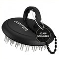 Jupiter Scalp Exfoliator - Scalp Massager Tool for Wet & Dry Hair - Ergonomic Detangler Brush - Dandruff Comb & Scrub to Remove Dandruff & Buildup and Support Circulation - Black/White