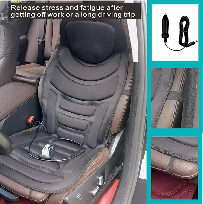 Back Massager with Heat,8 Vibration Motors Massage Chair Pad for Shoulder and Back, Deep Tissue Vibration Seat Cushion for Body Pain Relief，Home Office Chair Use, Gifts for Women,Men,Black