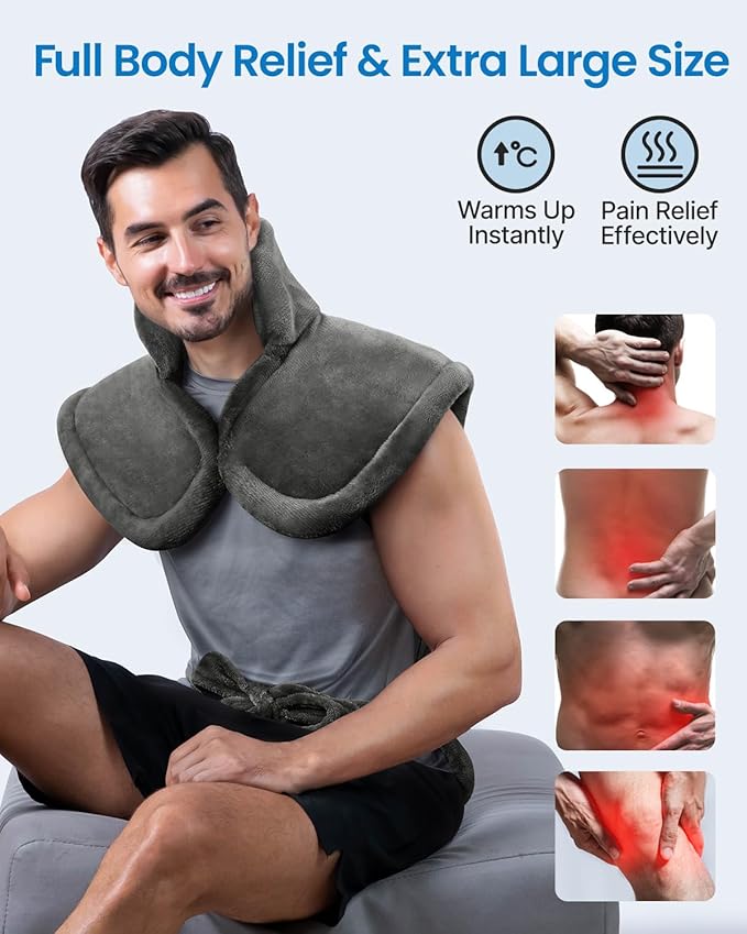 RENPHO King Size Heating Pad for Back, Mothers Day Gifts for Mom Wife & Birthday Gifts for Men, FSA Eligible, 24"x37" XL Large Weighted Electric Heat Pad for Neck and Shoulders, ETL Certified, Gray