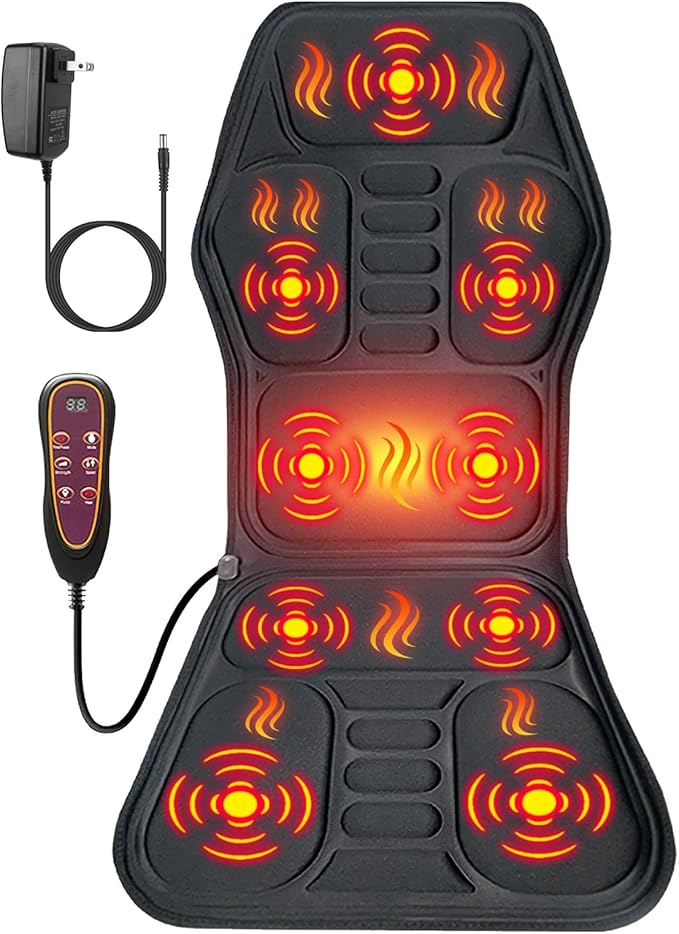 Full Body Massage Mat, Back Massager Chair Pad with Heat, Multifunctional Vibration Motors Back Massager with 8 Massage Modes & Vibration Timer for Home Office Recliner Sofa Use