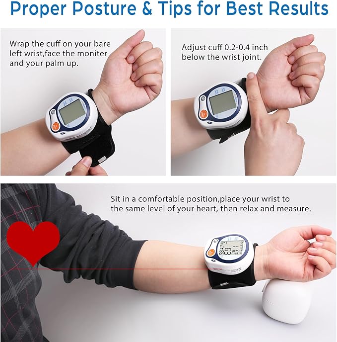 LotFancy Kids Wrist Blood Pressure Monitor for Home Use, BP Cuff 5”-8” for Small Adult, Digital Automatic Blood Pressure Cuff 60 Readings, 1 User, Blood Pressure Cuff Wrist with Portable Carrying Case