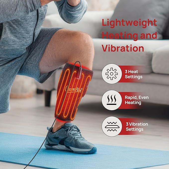 Red Light Therapy Pad for Calf, Near-Infrared Light Therapy Wraps, Vibrating Massage Heating for Leg, Adjustable Power and Modes, Perfect for Office, Home, and Post-Workout Use(Black)