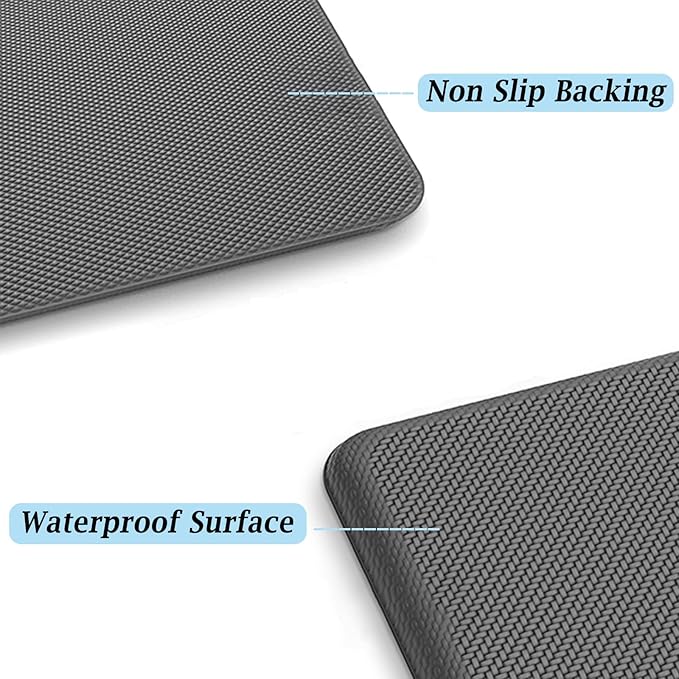 Artnice Kitchen Floor Mats Cushioned Anti Fatigue Mat, Waterproof Standing Desk Mat, 0.75" Heavy Duty Non-Slip Kitchen Rugs for Sink, Work Station, Office(17.3" x 28",Grey)