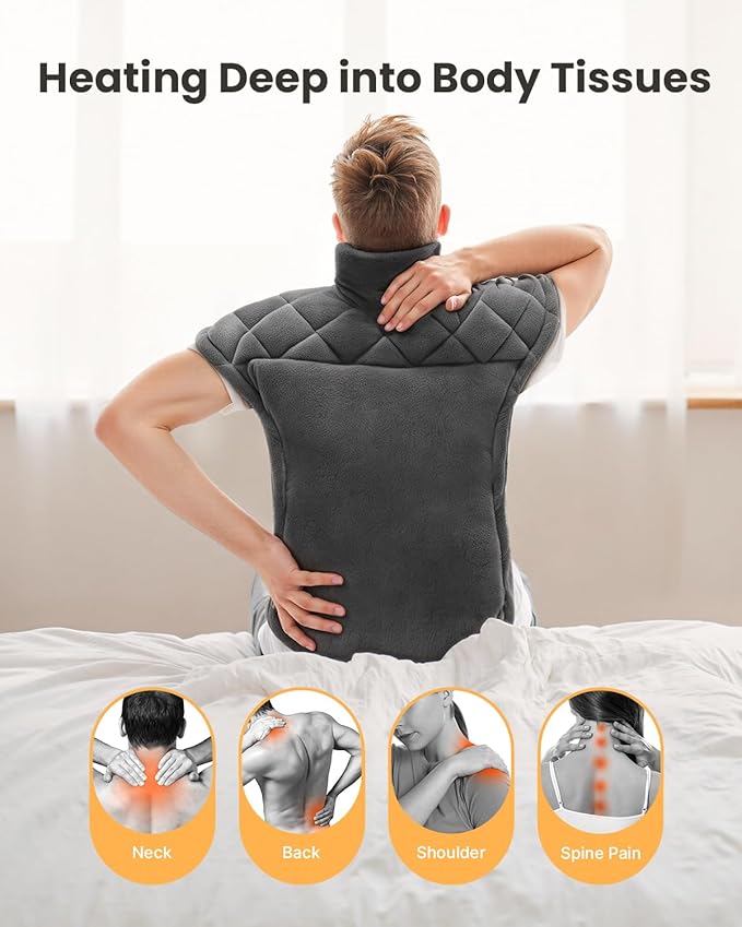 iDOO Heating Pad for Neck and Shoulders and Back for Pain Relief, Mothers Day Gifts for Mom Women Men Elderly, FSA Eligible Items & HSA Store, Large 24"x33" Weighted Electric Heat Pads for Back Gray
