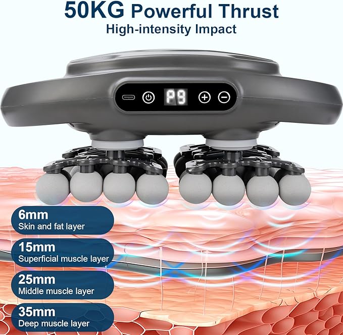 IeBilif Massage Gun, 42 Head Foot Back Neck Shoulder Massager with 9 Adjustable Multi-Modes & Intensities, Fascia Gun for Athletes, Birthday Gifts for Men