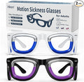 Hion 2 Pairs Adult Anti- Motion Sickness Smart Glasses, Ultra-Light Portable Nausea Relief Liquid Glasses, Carsickness Airsickness Seasickness Glasses, Kids Travel/Cruise Essentials（White+Black