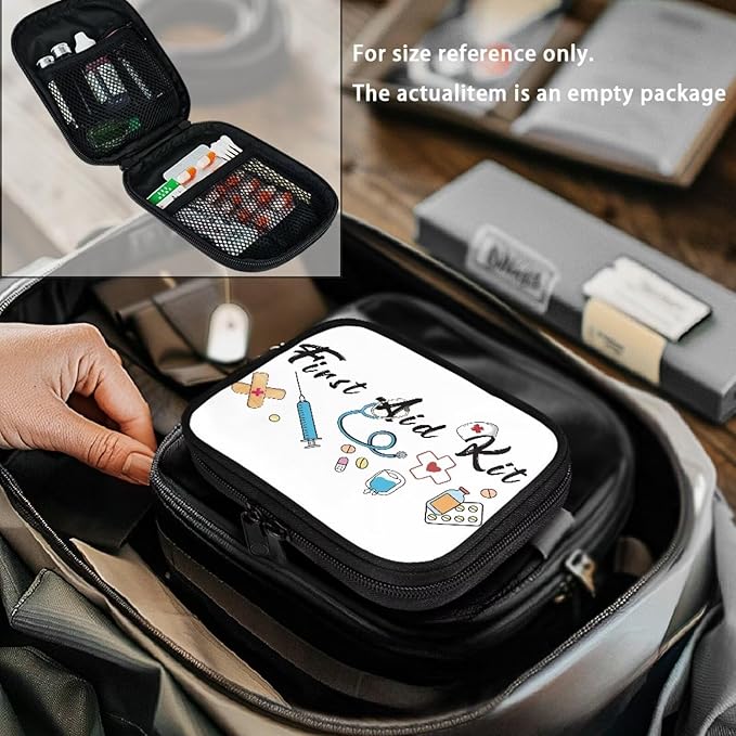 Medical Theme Pill Organizer Box Washable Medicine Case with Zipper Daily Vitamin Storage Bag Small Supplement Holder for Travel
