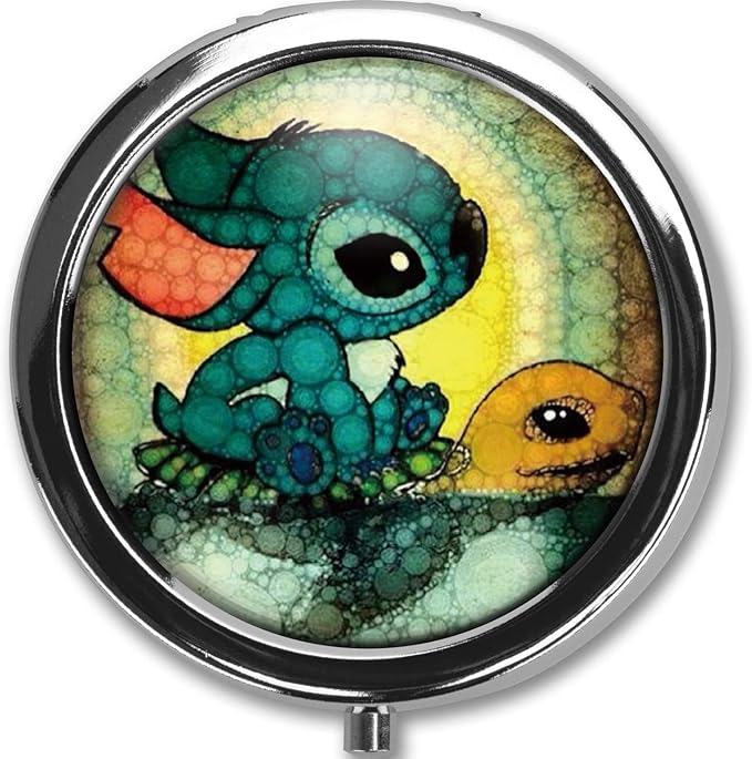 Lovely Custom Round Silver Pill Box Pocket 2.1 inches Medicine Tablet Holder Organizer Case