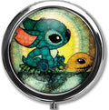 Lovely Custom Round Silver Pill Box Pocket 2.1 inches Medicine Tablet Holder Organizer Case