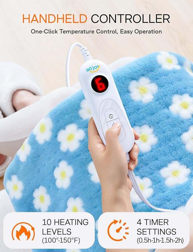 ALLJOY Heating Pad for Back Pain Relief, 24”x 12” Cute Heating Pad for Period Cramps, FSA Eligible HSA, Portable Heat Pad for Neck and Shoulders, Birthday Gifts for Women Men Mom Dad