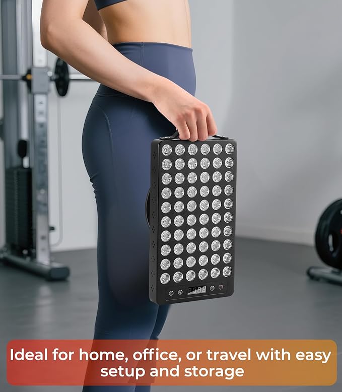Red Light Therapy for Body & Face, 60 LEDs with Timer, 660nm & 850nm Near Infrared Therapy Device for Skin Health, Energy & Recovery, Multi Effects, High Power Panel with Magnetic Remote & Handle
