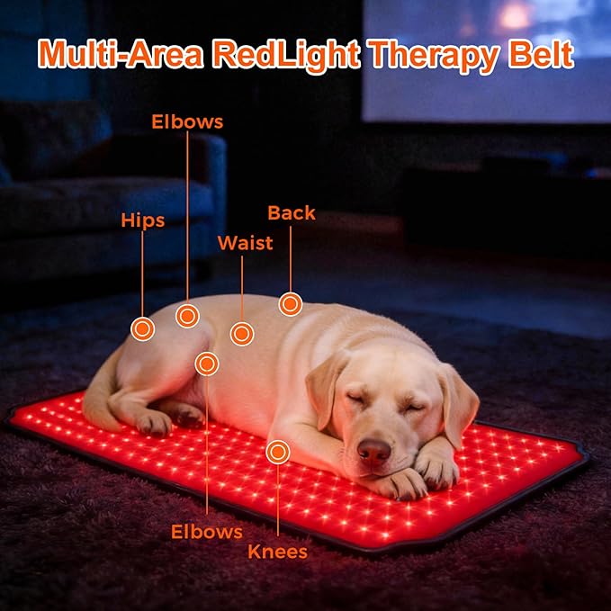 29.5"*13.8" Red Light Therapy Pad for Dogs Body, 270 LEDs Redlight Therapy Wrap with Timer, Heating Mat Products with Band for Back Belly Leg Knee Thigh, Gifts for Men, Women, Pets Dog