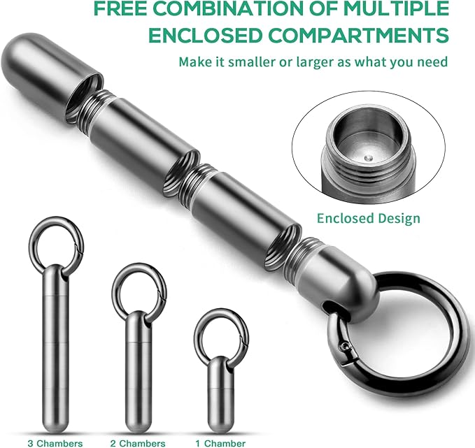 Titanium Black Keychain Pill Case+TISUR Grey Keychain Pill Case