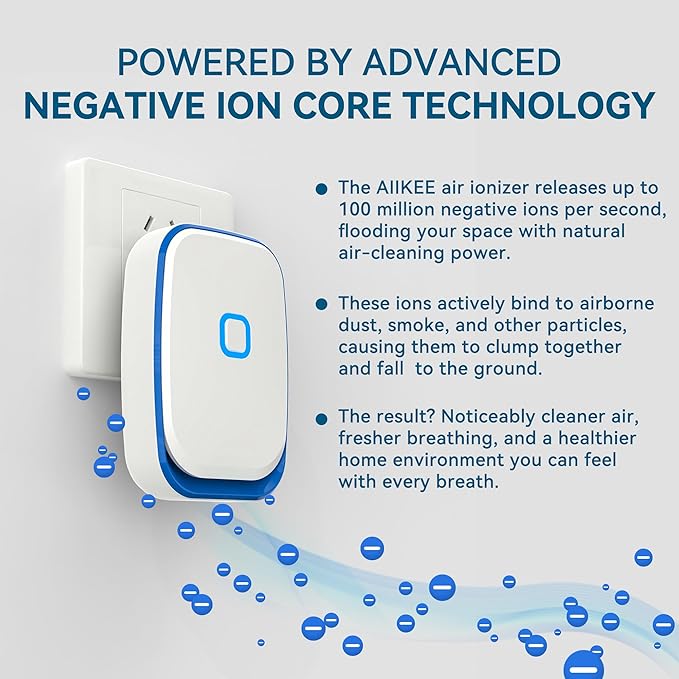 Plug In Air Ionizers for Home – 6 Pack Negative Ion Air Cleaner for Strong Dog Poof, Cat Litter Box Deodorizer, Air Purifier For Smoke, Kitchen Odor, Bathroom Closet Shoe Cabinet Office – White