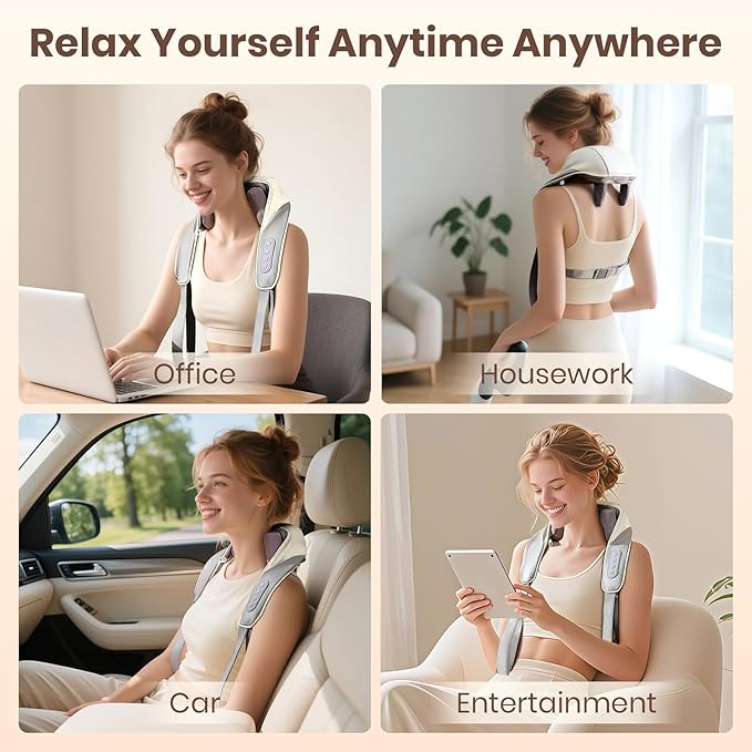 Neck and Shoulder Massager, 6D Neck Massager for Pain Relief Deep Tissue, Brushless Neck Massager with Heat, 10 Mins Auto-Off, 2 Modes & 3 Speeds, Ideal Gift for Friends Family Lover