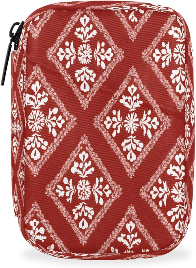 Boho Plaid Pattern Pill Case Everyday Travel, 7 Day Weekly Medicine Pill Box Compact Portable Pills Bottle Organizer with Zipper for Daily Vitamin Medicine Holder Bottle Organizers Bag