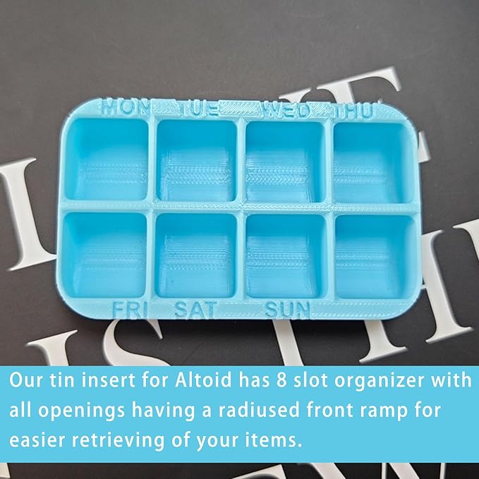 PIAOLGYI Insert for Altoid Tin,7 Day Weekly Pill Organizer,Organizer Insert Tin Pill Storage Insert for Altoid(Blue)