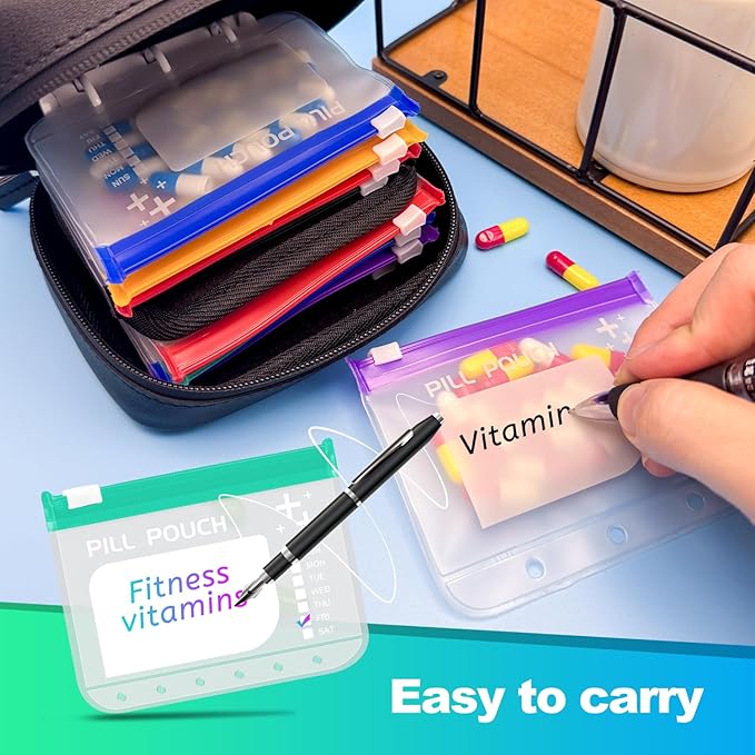 A8 Waterproof Pill Organizer with 28 Pill Pouches Set
