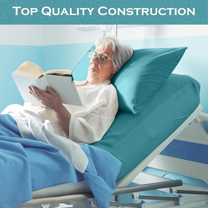 Moukeren 3 Pcs Hospital Bed Sheets Set Deep Pocket Fitted Sheet 36 with Elastic All Around Easy Care Knitted Jersey for Home/Nursing Home (Forest Green)