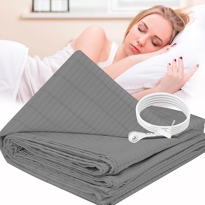 Grounding Flat Sheet King Size Conductive Earthing Bed Sheet 90% Organic Cotton & 10% Silver Fiber for Better Sleep and Enhanced Wellness Gray