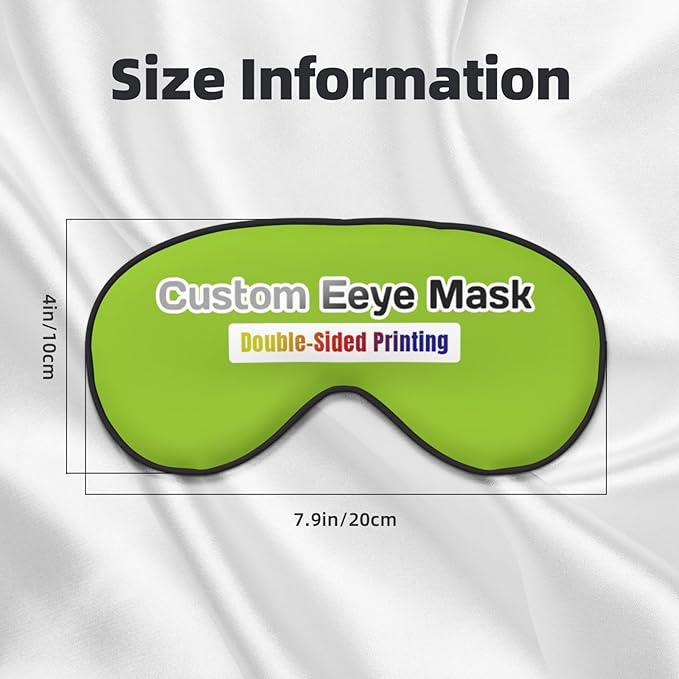 Personalized Eye Masks,Customized Sleep Blindfold Eye Mask,Custom Blackout Eye Cover with Adjustable Strap for Travel and Nap Yellow Green