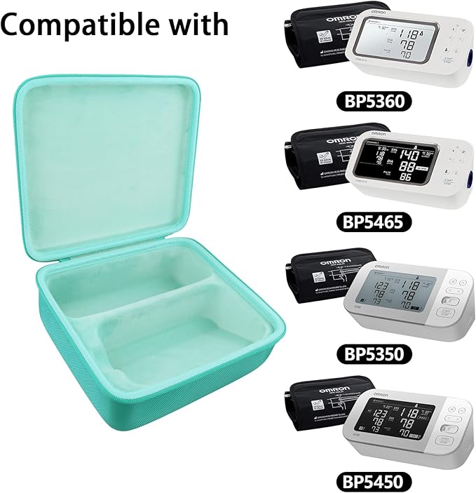 co2CREA Hard Case Replacement for OMRON Platinum BP5450 / Platinum BP5465 / OMRON Gold BP5350 / Gold BP5360 Upper Arm Blood Pressure Monitor, Mint Green