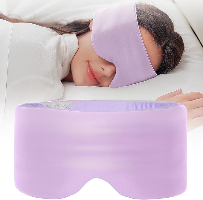 Sleep Mask,Eye Masks for Sleeping,Dual-Side Blackout Eye Covers for Side Sleeper,No Strap Adjustable Band,Pressure-Free,Wrapped Around,for Women/Men/Nap/Travel/Yoga-Purple