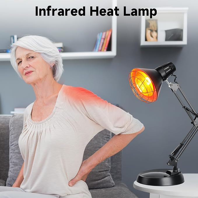 Infrared Heat Lamp with Timer, Red Light Therapy for Body Muscle Joint Pain Relief, 150W Near Infrared Lamp with Sturdy Adjustable Base