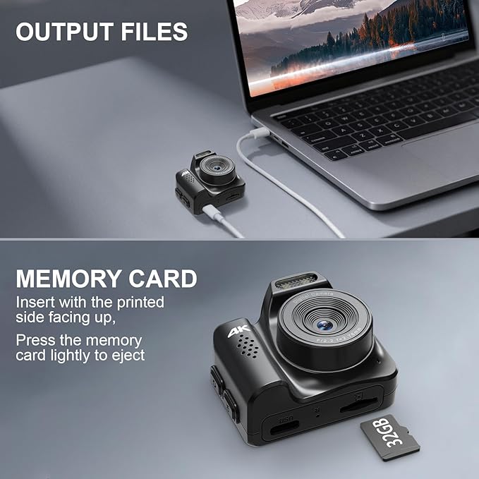 Mini Keychain Camera, 4K FHD Retro Digital Camera, Retro Snap Mini Digital Camera with Flash,Filters,Lanyard, Portable Video Recorder for Photo Video Travel Recording