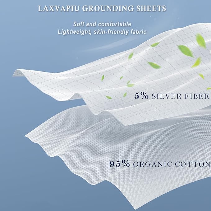 Grounding Sheet Full Silver Fiber Flat Grounding Sheet 54x75 Inch Cotton Grounded Bed Sheets for Sleep Stress,Earth Connected Sheet with Cord