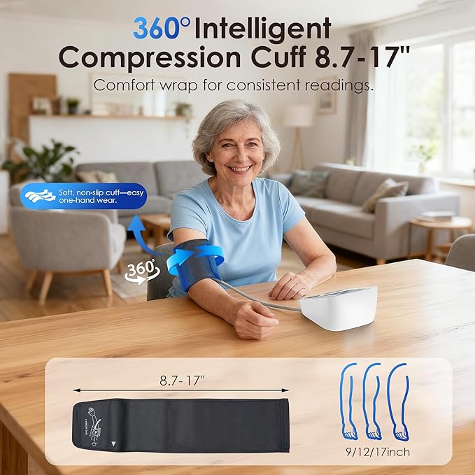 Blood Pressure Monitors for Home Use FSA&HSA Eligible Adjustable Blood Pressure Cuff Arm 9-17in,2 * 99 Memories Digital Arm Blood Pressure Machine,Large BP Cuff Automatic Upper Arm with USB
