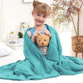 Teal Weighted Blanket Kids 10lbs, 40"x60", Twin Size Cooling Heavy Throw Blanket for 80-120lbs, Microfiber Soft Thick Big Blankets Weighted Comforter Gift for Sleeping