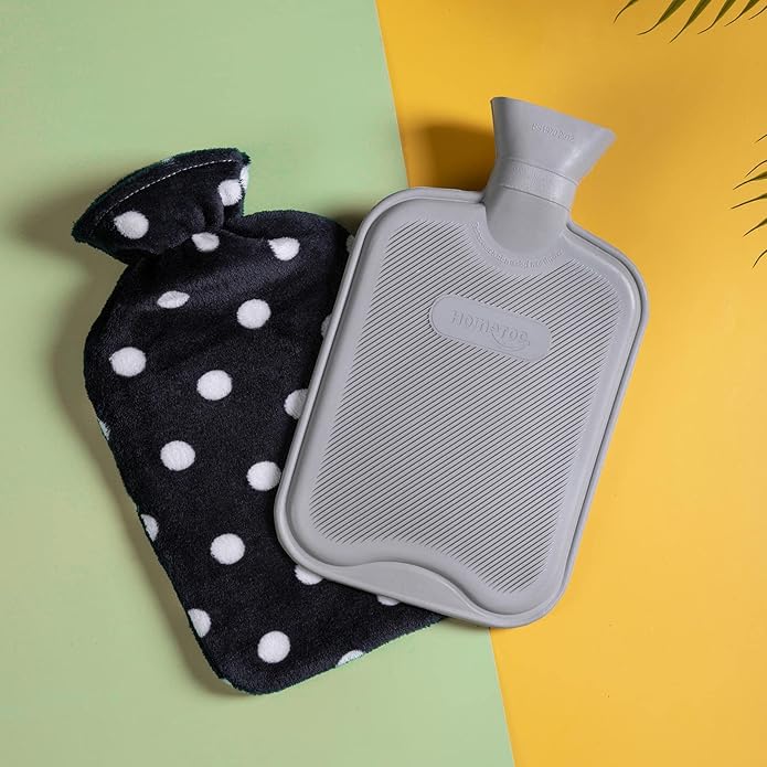 HomeTop Premium Classic Rubber Hot or Cold Water Bottle with Soft Fleece Cover