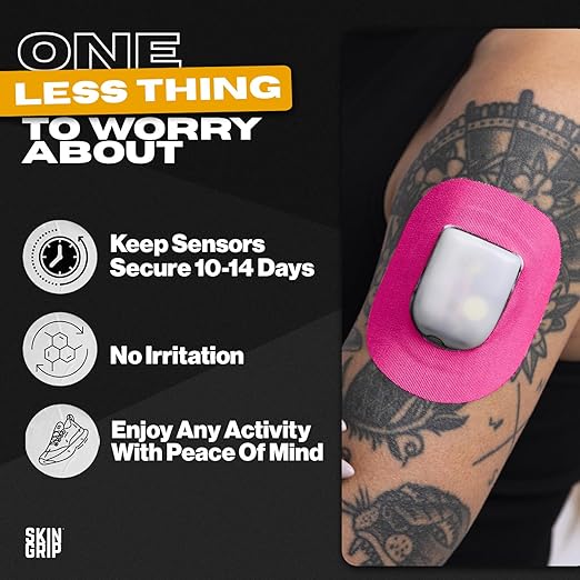 Skin Grip Insulet Omnipod 5 Adhesive Patches Waterproof & Sweatproof (Also Fits Omni pod Dash), Pre-Cut Medical Tape, Ultimate Insulin Pump Protection, Diabetic Sensor Covers, 20-Pack, Pink