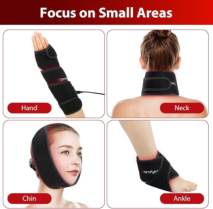 Comfytemp Red Light Therapy Wrap for Body, 37'' Near Infrared Light Belt for Face Knee Ankle, 10W Wearable Wrap with 63 LEDs for Hand Foot Joint Muscle, 660nm & 850nm(Corded)