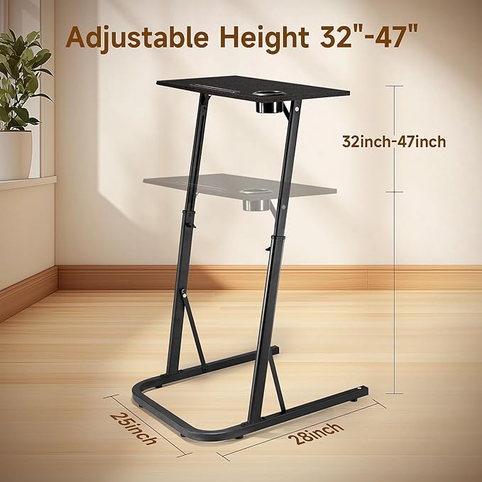 VTORY Adjustable Standing Desk for Walking Pad Treadmill, Desk for Bike/Cycling, Stand Table for Treadmill Walking Pad, Bike/Walking Pad/Treadmill Trainer Desk Stand, Attachment, Bar for Walking Pad