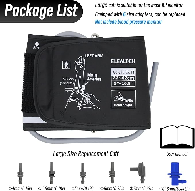 Large Size Cuff Compatible with Omron 9"-16.5" Inches (22-42CM) L Blood Pressure Cuff Adult ARM BP Replacement Cuff for Big ARM (Large)