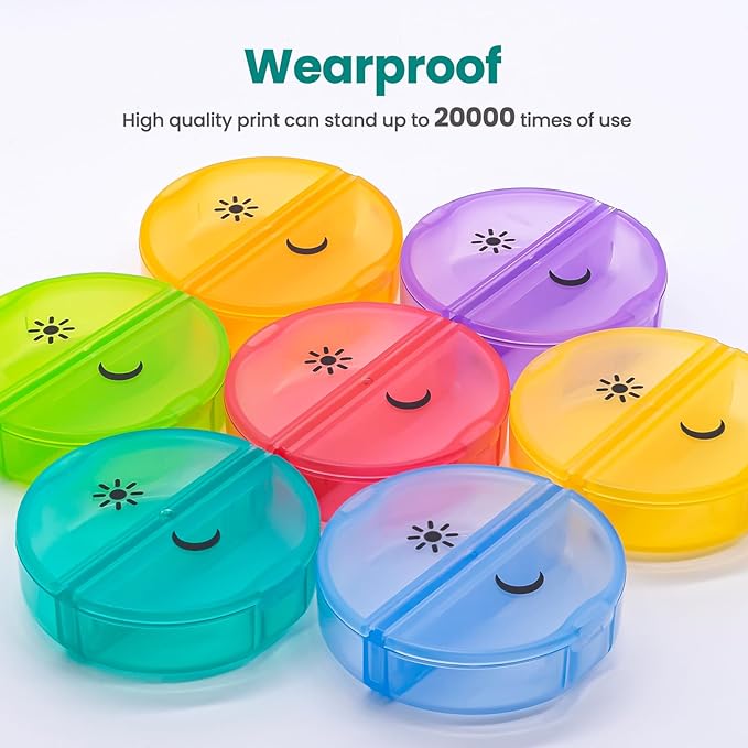 Sukuos 2 Pack Weekly Pill Organizer 7 Day 2 Times a Day, Large Daily Pill Cases for Pills/Vitamin/Fish Oil/Supplements