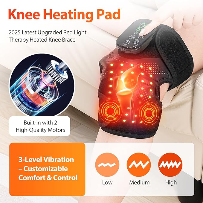 Red Light Therapy Knee Brace, Cordless Knee Massager, 660nm&850nm Near Infrared Light Therapy for Knee/Elbow/Shoulder, Christmas Birthday Gifts for Women Men