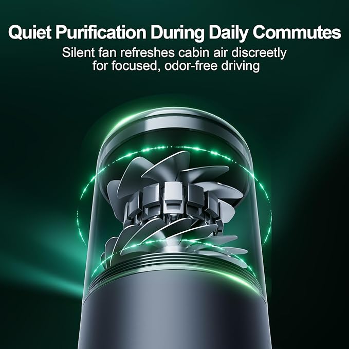Mini Air Purifier for Car & Home, True HEPA Filter with Formaldehyde Removal & Real-Time Air Quality Monitor, Portable Desktop Odor Absorber for Smoke, Pet Smells
