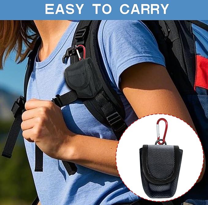 Fingertip Pulse Oximeter Case with Carabiner, Black Nylon Carrying Pouch, Suitable for travel or home(only case)