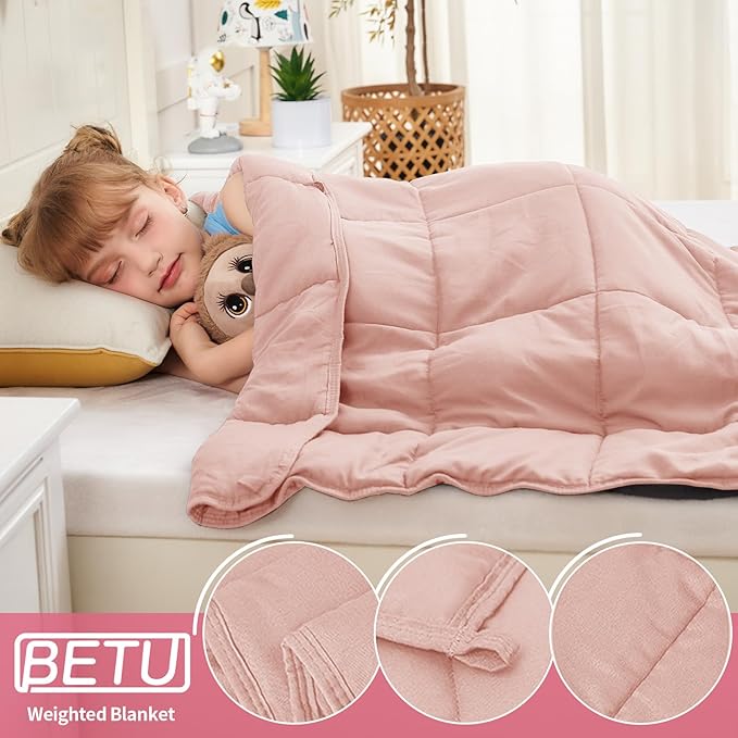 Pink Weighted Blanket Kids 5lbs, 36"x48", Cooling Heavy Throw Blanket for 20-40lbs, Microfiber Soft Thick Big Blankets Weighted Comforter Breathable Gift for Sleeping