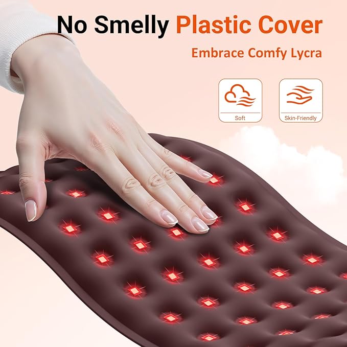 Comfytemp Red Light Therapy for Body, 14.4'' x 6.1'' Near Infrared Light Therapy Wrap, Wearable Flexible Soft Light Pad for Back Waist Belly Knee Joint Muscle, 660nm & Invisible 850nm(Corded)