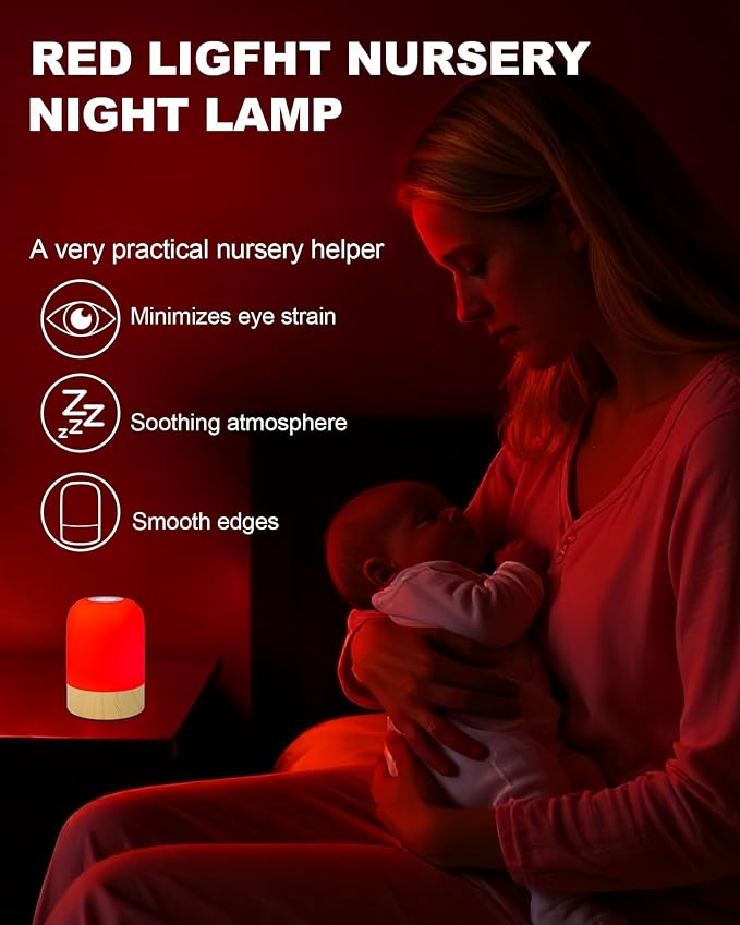Aoife 670nm Red Light Sleep Lamp Night Light for Bedside Sleep with 4 Color Modes Red Warm White Natural Cool White 10 Brightness Levels Touch & Remote Control Timer for Bedroom or Hanging Use