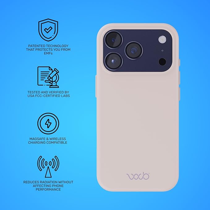 WAVEBLOCK EMF Protection Silicone iPhone Case Compatible with iPhone 17 Pro, Radiation Blocker, 5G Shield Reduction, Lightweight, USA Patented and Tested in FCC Lab, Stone