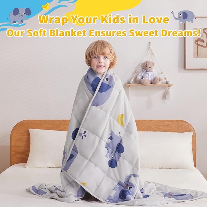 anfie Weighted Blanket Kids(40"x60" 10lbs) Weighted Blanket Cooling Blanket for Sleeping,Throw Size Breathable Blanket with Premium Glass Bead(Grey Elephant)