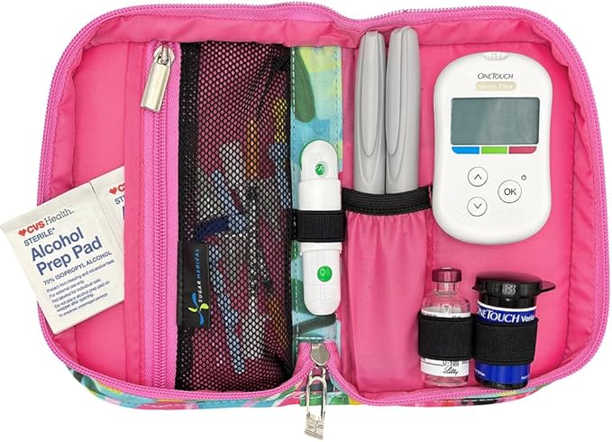 Sugar Medical Diabetes Supply Case |Diabetic Care Products | Diabetic Supplies Travel Organizer | Diabetic Supply Bag | Glucose Meter Kit | Diabetic Bags for Supplies | Glucometer Case (Zara Floral)