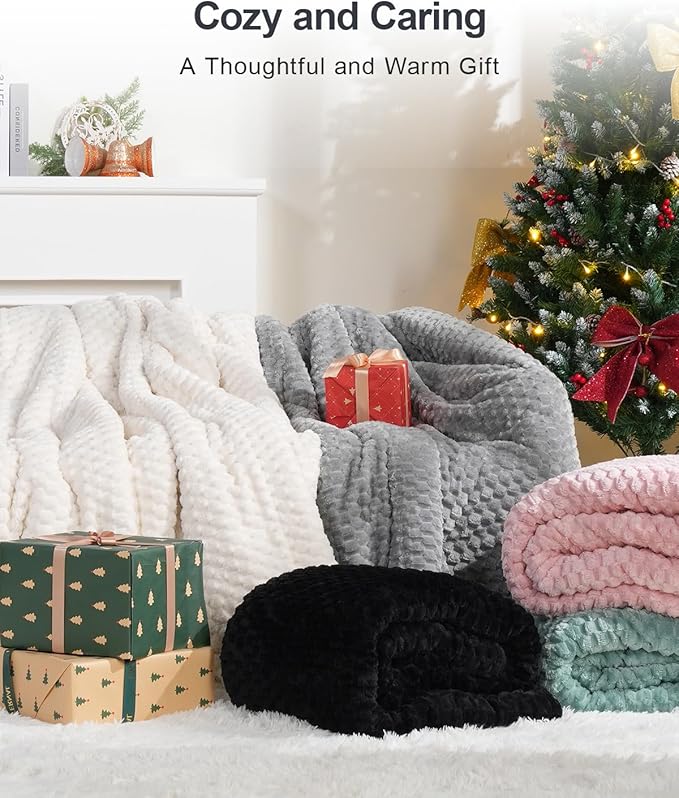 Super Fuzzy Soft Fleece Sherpa Weighted Blanket 15 lbs for Adults, 3D Imitation Turtle Shell Luxury Weighted Throw for Better Sleep, Dual Sided Cozy Blankets for Couch Bed, Cream White, 48" x 72"
